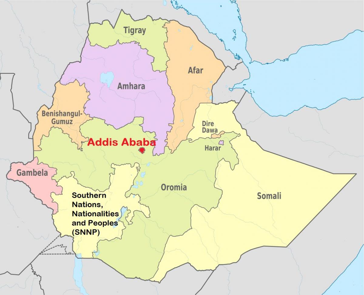 Addis abeba, Etiopia na mapie świata 