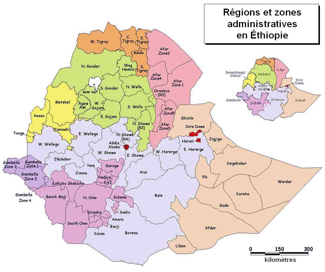 mapa Etiopii administracyjnych