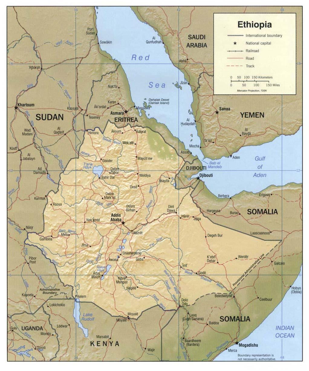 mapa Etiopii mapie 1980