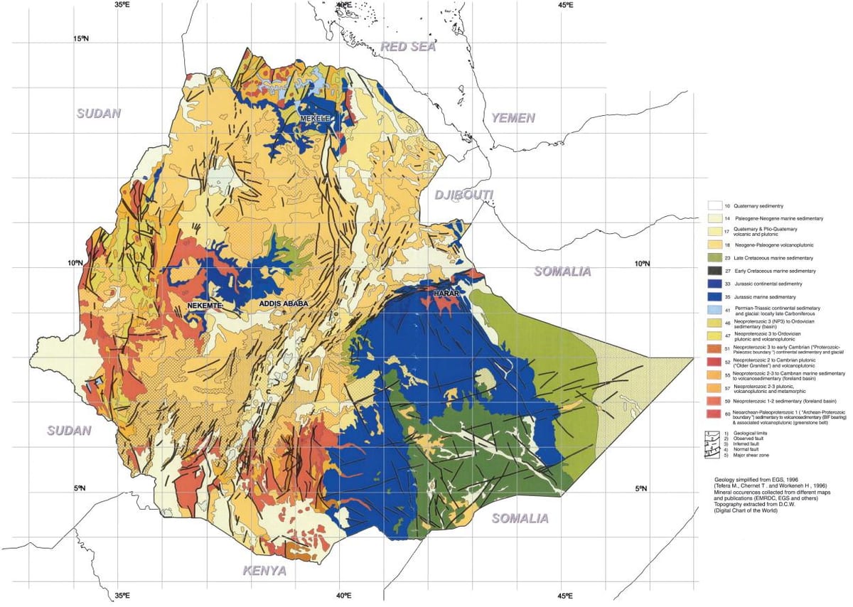mapa Geologiczna mapa Etiopii
