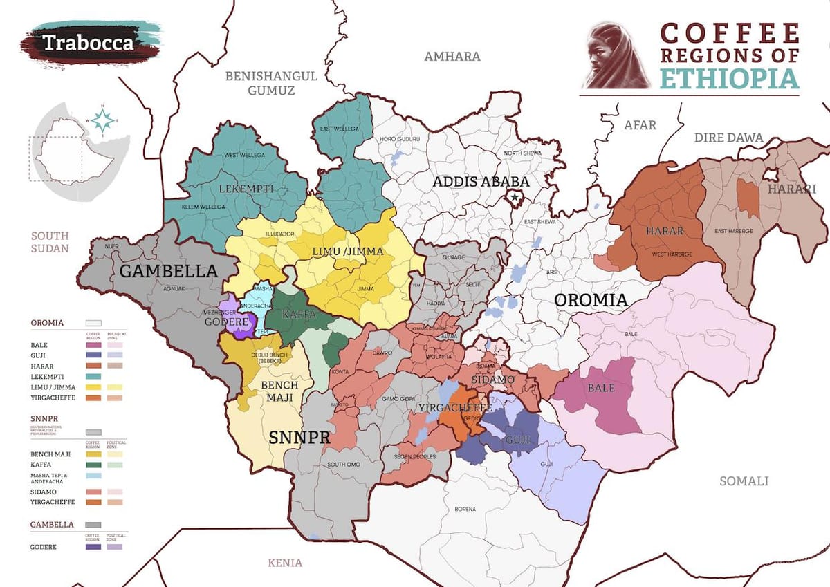 mapa Etiopii kawa