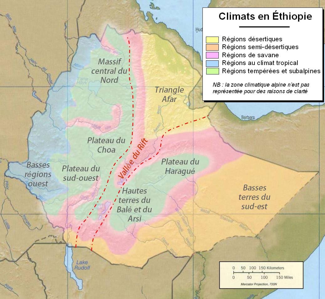mapa Etiopii klimatu