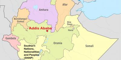 Addis abeba, Etiopia na mapie świata 