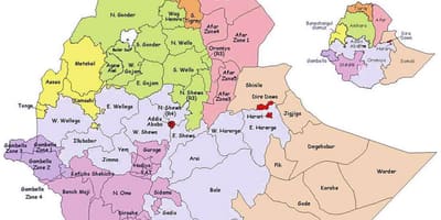 Mapa Etiopii administracyjnych