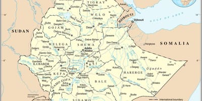 Aktualna mapa Etiopii