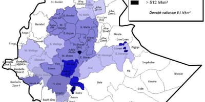 Gęstość zaludnienia Etiopii mapie