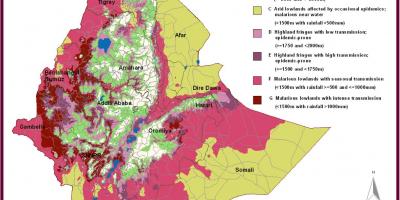Mapa Etiopii malarii