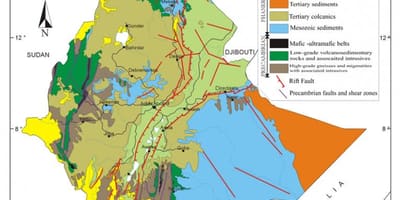 Mapa Etiopii zasoby naturalne