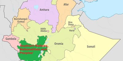Mapa шнню Etiopii