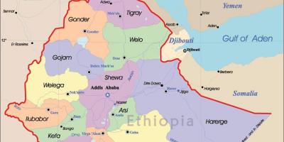Etiopia mapa z miastami
