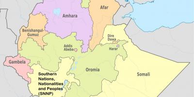 Regionalnych państw Etiopii mapie