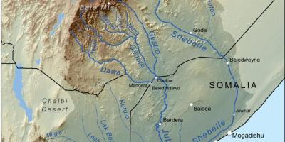 Эфиоп rzecznych basenów mapie