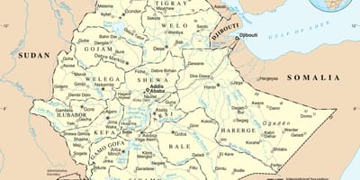 Polityczna mapa Etiopii